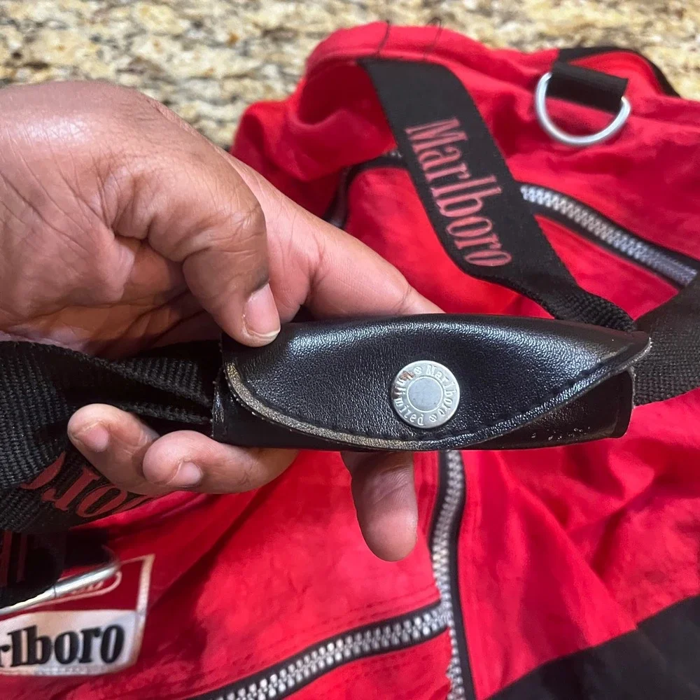 Vintage Marlboro Unlimited Duffel Bag Red Black 90s Gear Travel Gym Bag Large